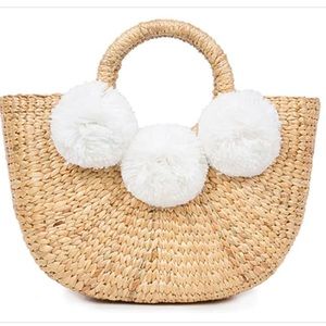 Pom Pom rattan summer basket purse